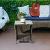VisioGear Square End Table, Outdoor Bistro Coffee Table with Glass Top Storage Shelf for Porch Garden Backyard, Gray, 17.9"*17.9"*20" - 4 of 4