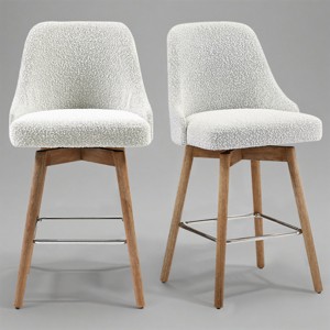 Art Leon Comfortable Upholstered Counter Height and Swivel Barstool with Solid Wood Frame - 1 of 3