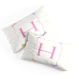 Deny Designs King April Lane Art Simple Bow Monogram H Microfiber Printed Pillow Sham - 1 of 3