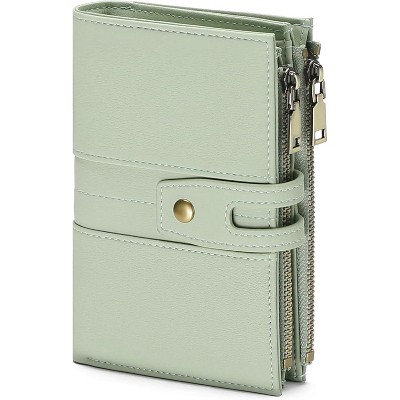 Acoinel Leather Double Zipper Snap Closure Wallet