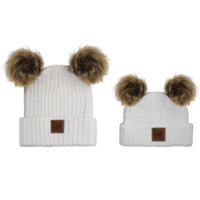 Arctic Gear Match with Me Cotton Cuff 2 pack Winter Hats Bright White with Double Shepards