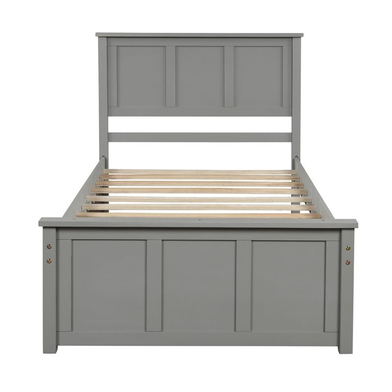Twin Size Wood Platform Storage Bed with Trundle Bed/ Two Drawers-ModernLuxe, 4 of 11
