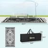 Reversible Outdoor Rug, Waterproof Plastic Straw with Carry Bag,9' x 18' Blue & White Square Patchwork - 3 of 4