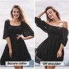 EXLURA Women's Lantern Sleeve Tie Back Summer Dress Ruffled Off Shoulder A-Line Vintage Mini Dress - 3 of 4