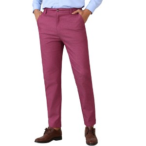 Lars Amadeus Men's Slim Fit Tapered Leg Flat Front Business Trousers Dress Pants - 1 of 4