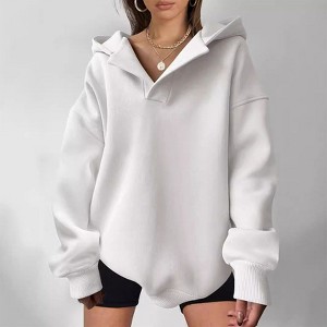 Coolmee Women's Hoodies Oversized V Neck Sweatshirts Long Sleeve Pullover Casual Fall Teen Girls Preppy Clothes - 1 of 4