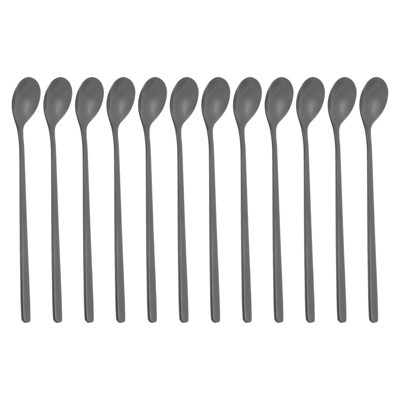 Unique BargainsStainless Steel Long Handle Bar Long Coffee Spoons 12 Pcs