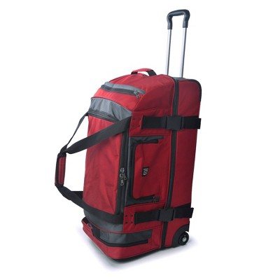 FUL Rig  Rolling Duffel Bag - Red/Gray