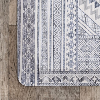 Blue Southwestern Patterned Rectangular Comfort Mat, 20" x 36"