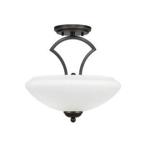 Toltec Lighting Zilo 2 - Light Flush Mount in  Dark Granite with 14" Zilo White Linen  Shade - 1 of 1
