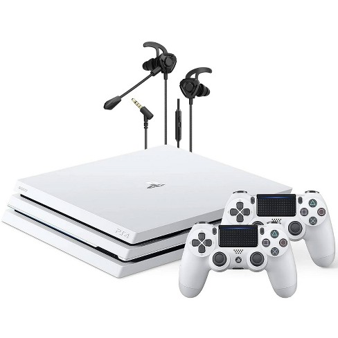 Sony Playstation 4 Pro Gaming Console 1tb White 2 Controller With Battle  Buds Manufacturer Refurbished : Target