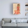Trademark Fine Art -Egon Schiele 'Kneeling Woman In Orangered Dress' Canvas Art - 2 of 4