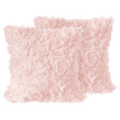 Set of 2 Rose Decorative Accent Throw Pillows Blush Pink - Sweet Jojo Designs