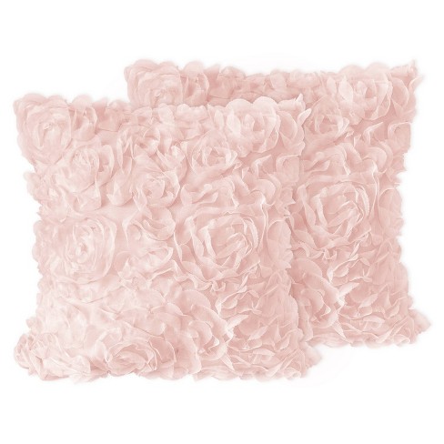 Set of 2 Rose Decorative Accent Kids' Throw Pillows Blush Pink - Sweet Jojo  Designs