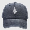 Anna-Kaci Women's Vintage Washed Baseball Cap with Skeleton Peace Sign Embroidery - 2 of 4