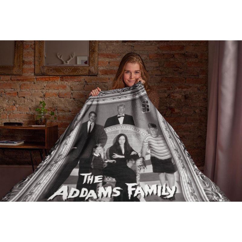MGM The Addams Family Super Soft And Cuddly Plush Fleece Throw Blanket Black, 2 of 4