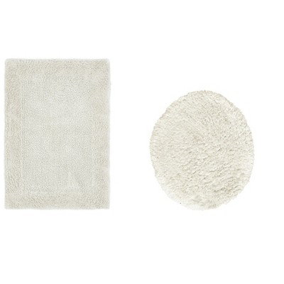 Edge Bath Rug 100% Premium Cotton Ultra-soft Water Absorbent Tufted Solid Reversible 2 Piece Bathroom Rug Set For Machine Washable Bathmat