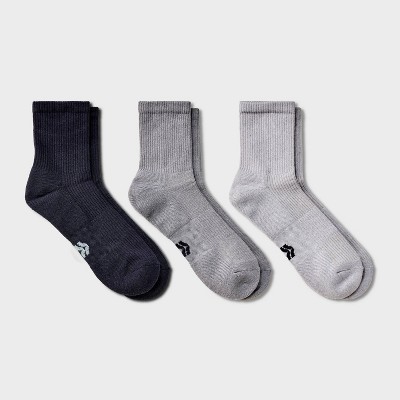 Men's 3pk Quarter Crew Socks - All In Motion™ Gray 6-12