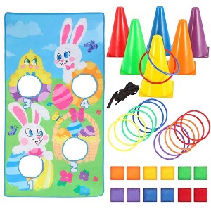 JOYIN Easter Toss Game Set with 12 Bean Bags, 12 Toss Rings, 6 Tossing Cones, and Easter Bunny Toss Banner for Kids Easter - 1 of 4