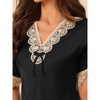 cheibear Women's Shorts Sleeves V Neck Pajamas Sleepwear Lace Trim Nightgowns - 4 of 4