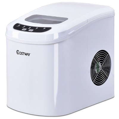 Costway White Portable Compact Electric Ice Maker Machine Mini Cube 26lb/Day