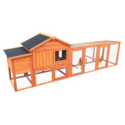 Gulches Large Wooden Chicken Coop with Green UV Roof and Nesting Box
