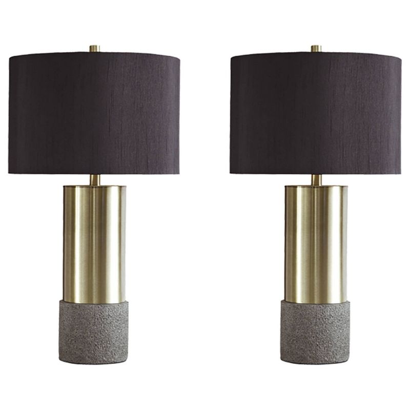 Set of 2 Jacek Table Lamps Gray/Brass - Signature Design by Ashley, 2 of 9