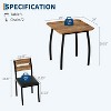 Coucheta 29" Square Dining Table Set for 2 - Space-Saving Kitchen Set with 2 Upholstered Chairs, Black Metal Frame & Wood Grain Tabletop - 2 of 4