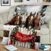 Lomsoe Christmas Horse Print Flannel Blanket - All Seasons Soft and Warm Perfect for Living Room Decor, Sofa, Bed, Travel - 3 of 4