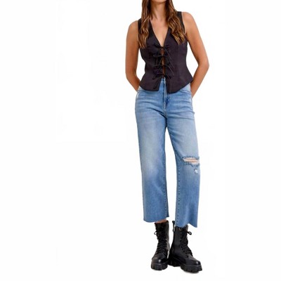 Women's Ella Cropped Wide Straight Jeans - HIDDEN