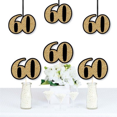 Big Dot of Happiness Adult 60th Birthday - Gold - Decorations DIY Party Essentials - Set of 20