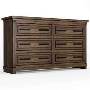 6 Drawer Dresser, Farmhouse Chest of Drawers, Wooden Dresser for Bedroom with Metal Handle, Storage Organizer for Living Room, Entryway - 1 of 4