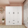 Keloyid White Wood 62.99 in. Armoire with 2 Drawers, 7 Shelves and Hanging Rails - 3 of 4