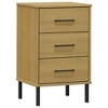 vidaXL Bedside Cabinet with Metal Legs Brown Solid Wood Pine OSLO - 2 of 4
