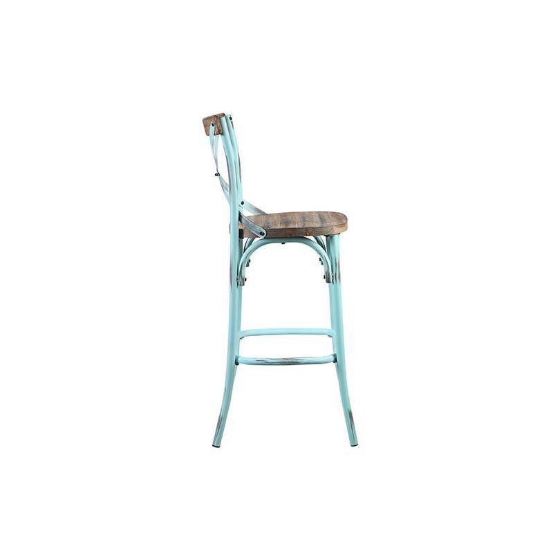 18&#34; Zaire Bar Chair Antique Turquoise/Antique Oak - Acme Furniture, 6 of 7