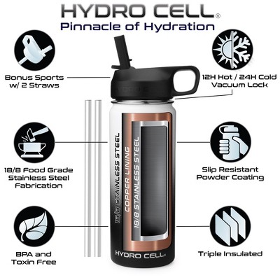 18oz Black and White Stainless Steel Insulated Water Bottle