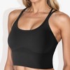 Anna-Kaci Women's Scoop Neck Cropped Rib Knit Seamless Criss Cross Back Sports Bra - 4 of 4