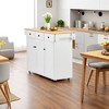 FurnitureR Mobile Kitchen Island Cart with Folding Drop Leaf, 45.3" Wide Kitchen Storage Cabinet on Wheels, Rolling Space-Saving Prep Table, White - 3 of 4