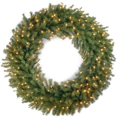 National Tree Company Pre-Lit Artificial Christmas Wreath, Green, Norwood Fir, White Lights, Christmas Collection, 48 Inches