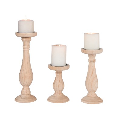 Transpac Resin 13.2 in. Brown  Candle Holder Set of 3