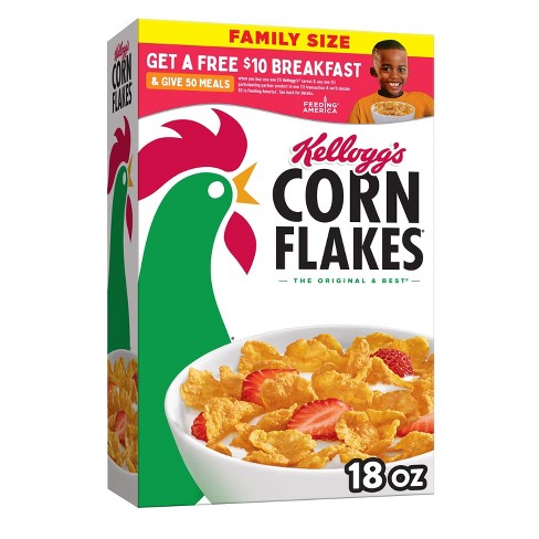 Kellogg's Corn Flakes Breakfast Cereal, Kids Cereal, Family Breakfast,  Giant Size, Original, 24oz Box (1 Box)