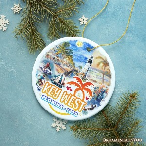 Artistic Key West Ceramic Ornament, Tropical Florida Vacation and Beach Paradise Christmas Souvenir| OrnamentallyYou - 1 of 4