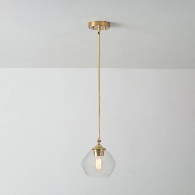 Harrow 1-Light Matte Brass Pendant Lighting with Clear Glass Shade - Globe Electric, 4 of 10