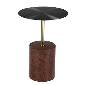 LeisureMod Round Side Table Modern Accent End Table Versatile Indoor Nightstand with Stainless Steel Pedestal Base Malta Series - 1 of 4