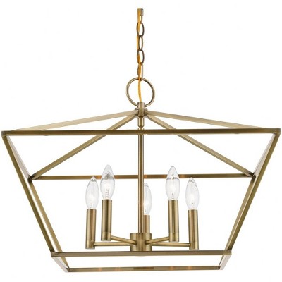 Casual Vibe Mini 5-Light Chandelier in Antique Brass