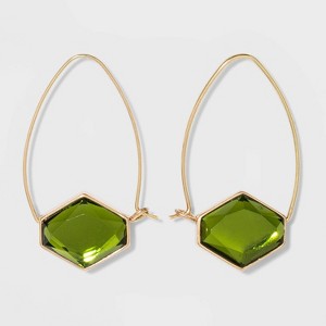 Wire Frame Hexagon Hoop Earrings - A New Day Dark Green, Women