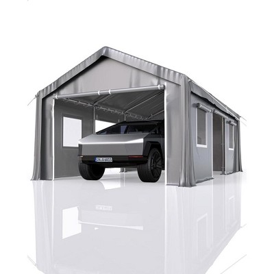 13' x 20'x 10' Portable Garage, Heavy Duty Carport with 180G Side Walls, Front and Rear Doors, Car Shelter for Trucks, Boats, and SUVs - Grey
