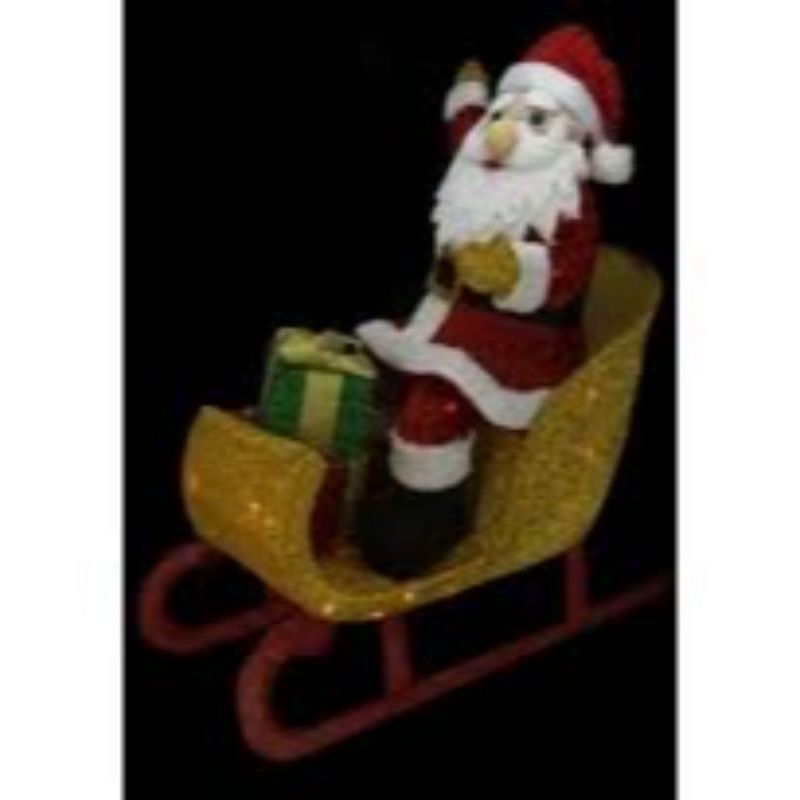 Northlight 29.5" Red and White Santa Claus in Sleigh with Gift Box Christmas Outdoor Decor, 3 of 4