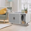 Costway Cat Litter Box Enclosure Furniture Hidden Cat Washroom with Rubber Wood Legs - 2 of 4