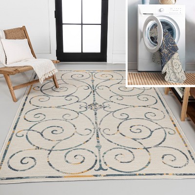 JONATHAN Y Danae Classic Cottage Filigree Scroll Reversible Machine-Washable Indoor/Outdoor Area Rug